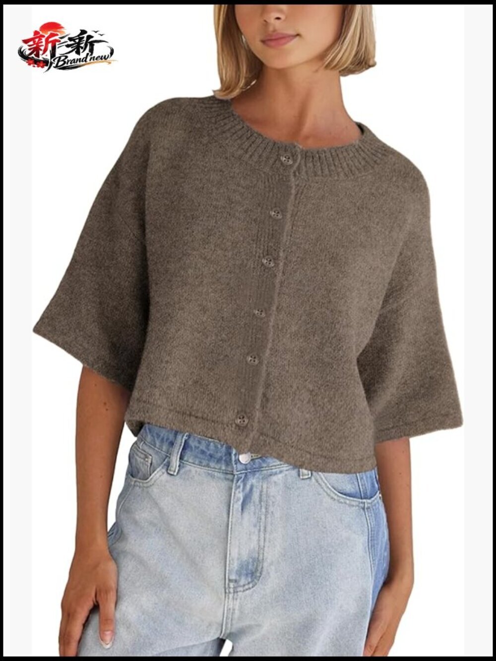 Lightweight Cropped Cardigan Button Up Knitwear